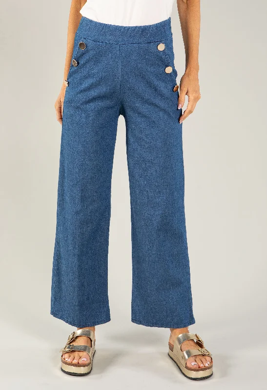 High Waist Button Detail Trousers