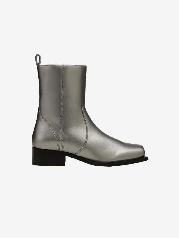 Karel Vegan Apple Leather Ankle Boots | Chrome