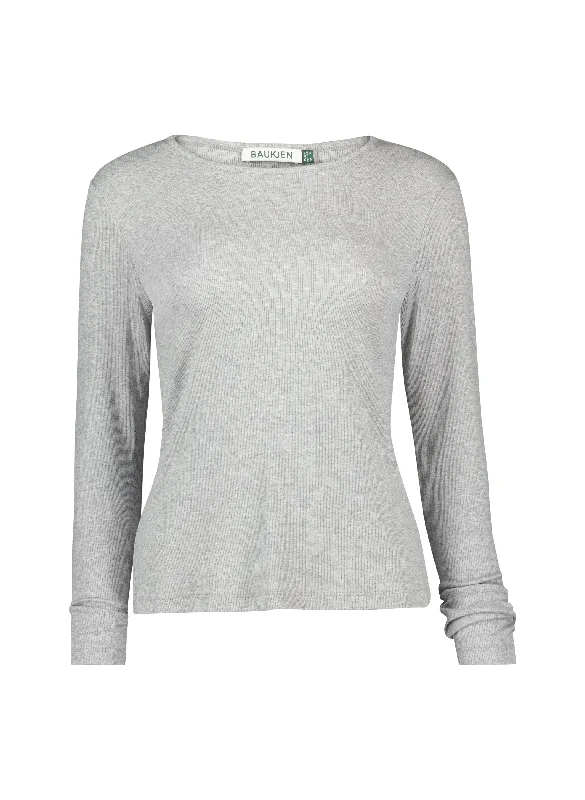 Krystea TENCEL™ & Organic Cotton Luxe Crew Neck Top | Grey Marl