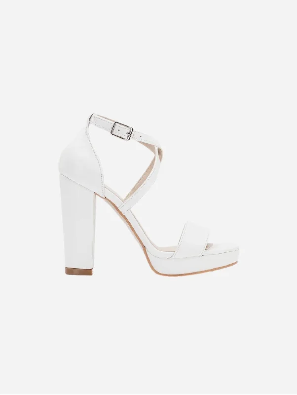 Leila Platform Criss Cross Wedding Shoes | Ivory