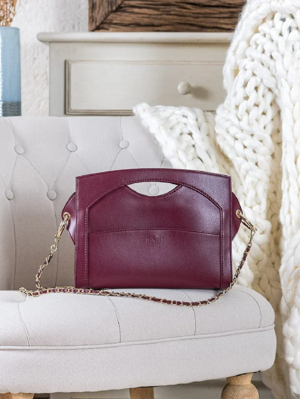 Leon Apple Leather Vegan Crossbody Handbag | Burgundy