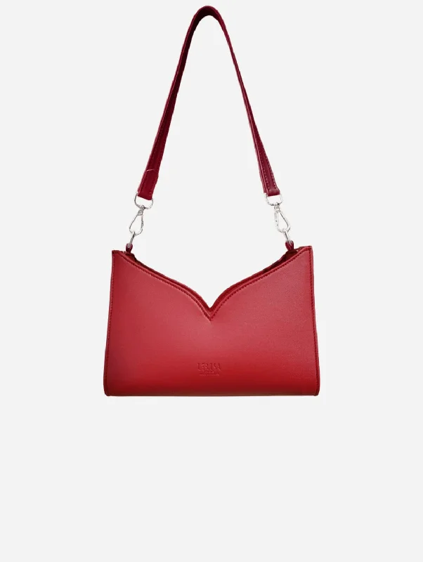 Lerisa Grape Leather Vegan Crossbody Bag | Red