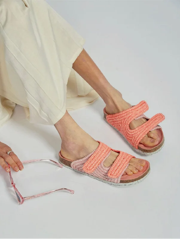 La Vera Vegan Rafia Sandals | Pink