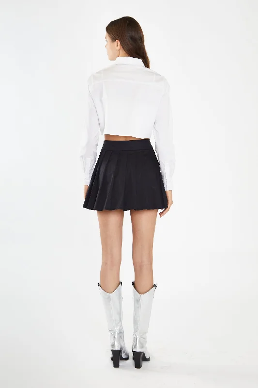 White Heart Cut-Out Crop-Shirt