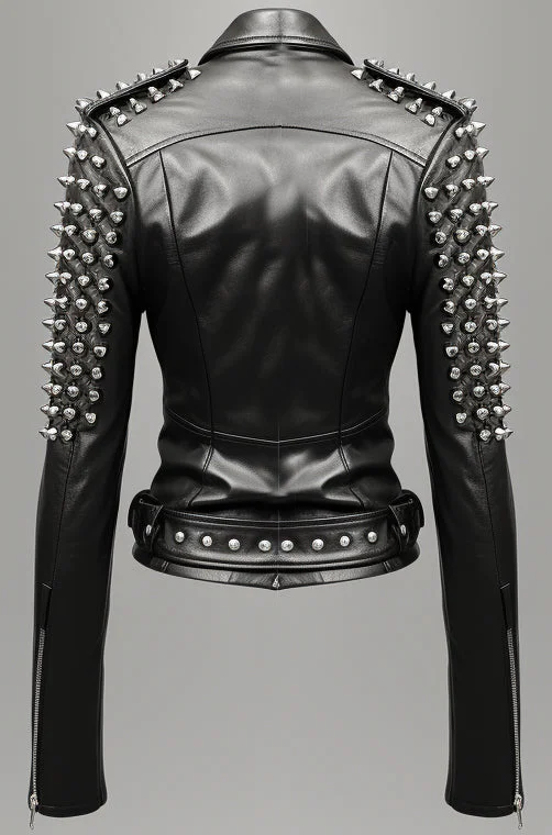 Women Black Biker Real Leather Jacket