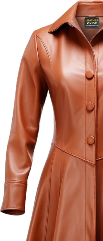 Women Brownish Tan Leather Coat - Women Brown Leather Coat