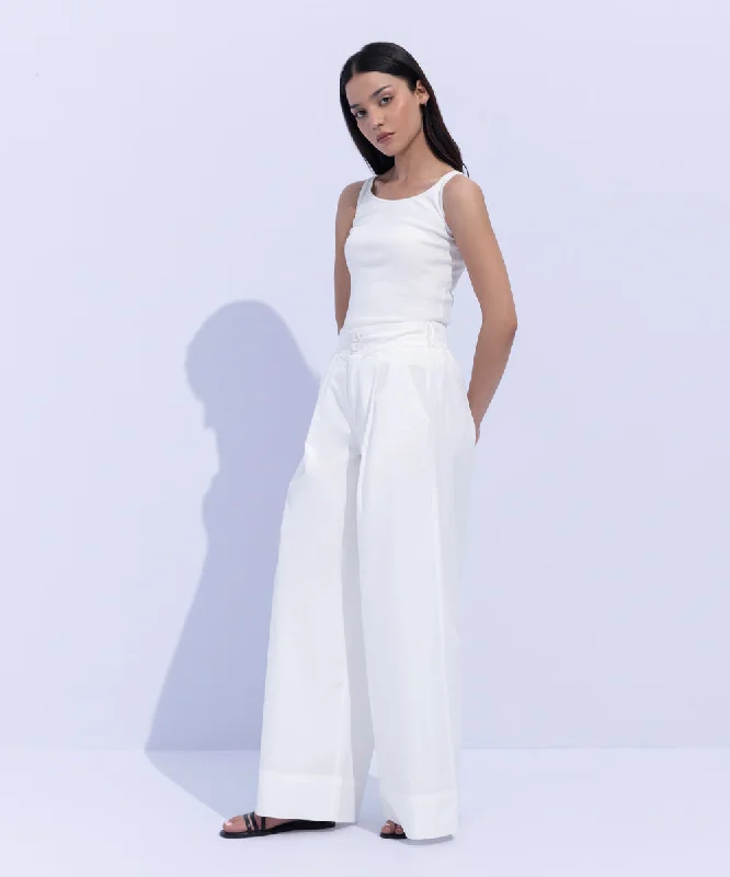 Wide-Leg Cotton Trousers