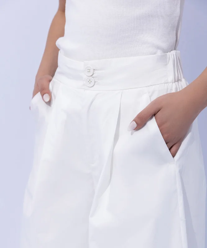 Wide-Leg Cotton Trousers