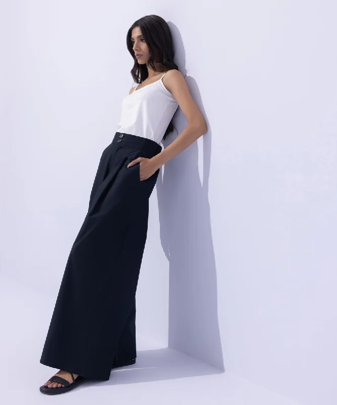 Wide-Leg Cotton Trousers