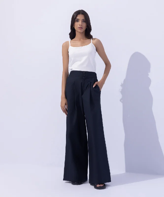 Wide-Leg Cotton Trousers