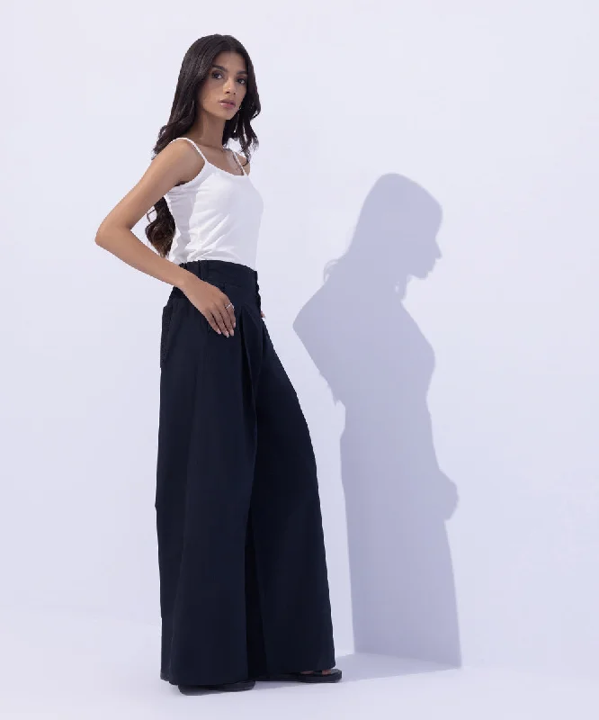 Wide-Leg Cotton Trousers