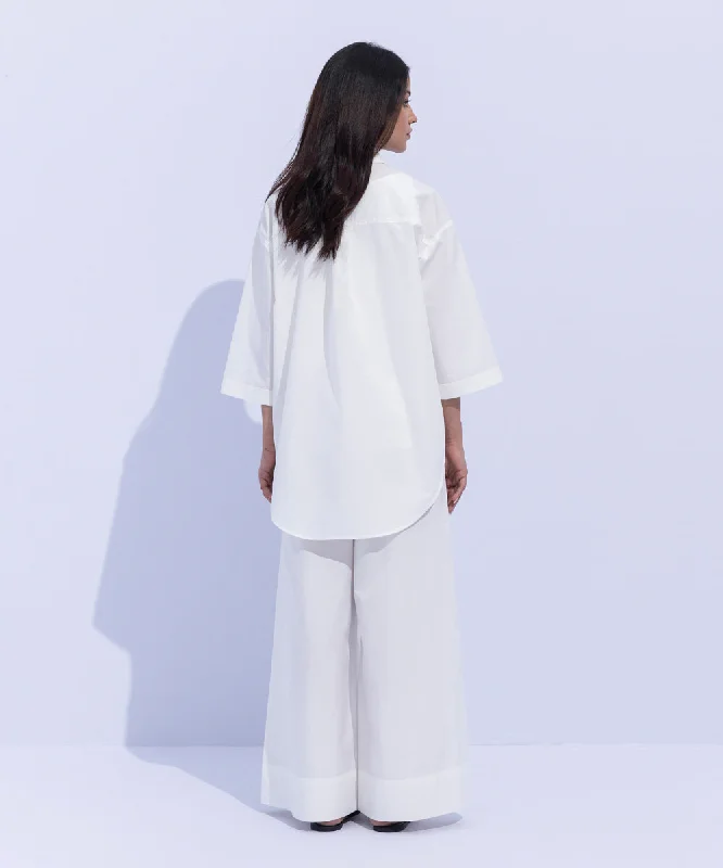 Oversized Shirt with Embroidered Pocket