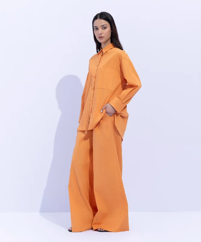 Seersucker Oversized Shirt with Pocket