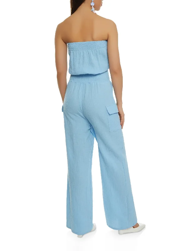 Strapless Smocked Jumpsuit