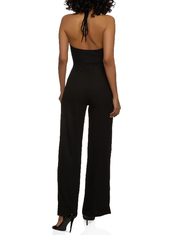 Ruched Cut Out Wide Leg Jumpsuit