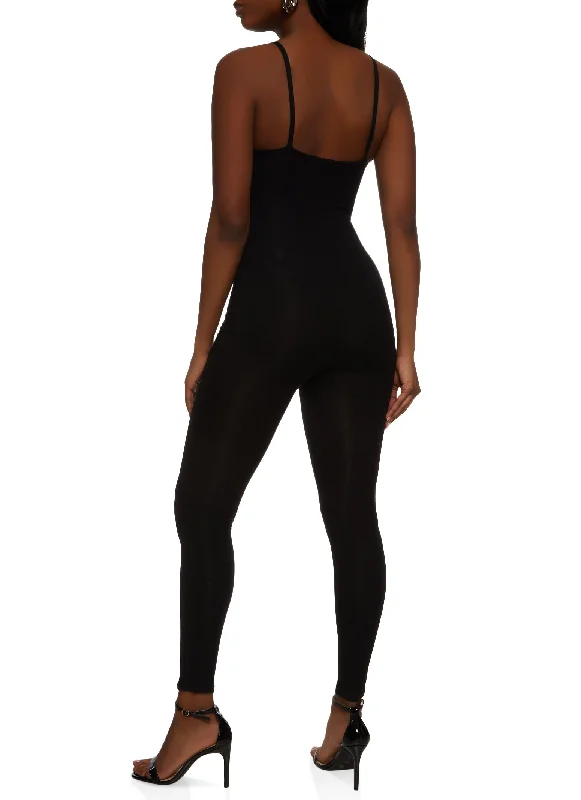 Solid Scoop Neck Cami Catsuit