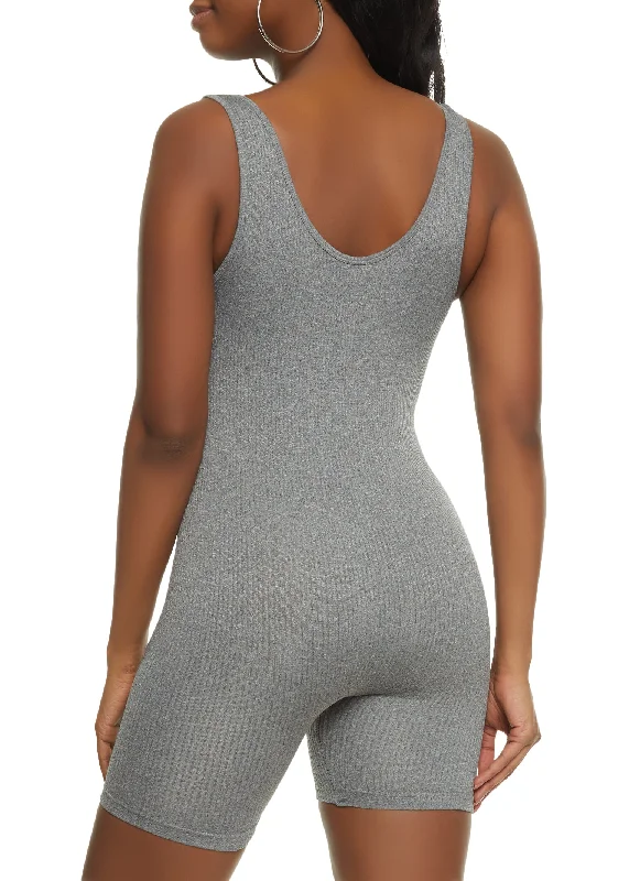 Seamless Ribbed Scoop Neck Romper