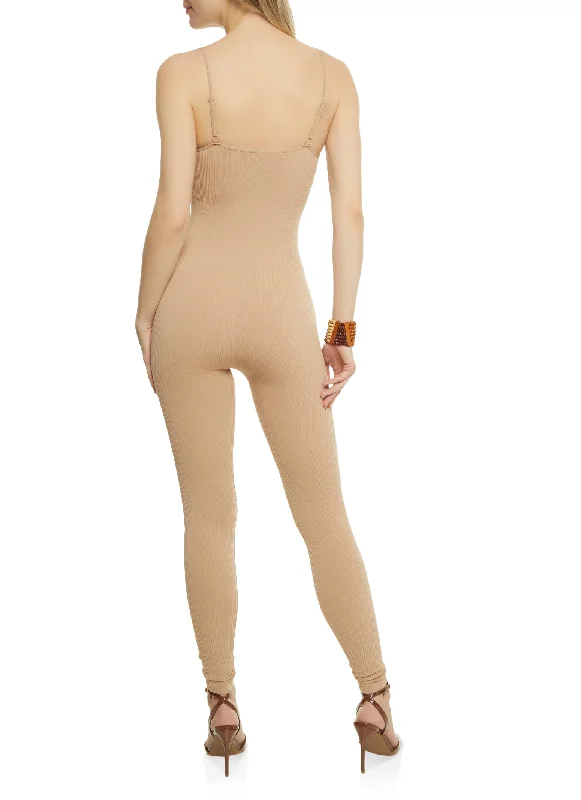 Solid Ribbed Cami Catsuit