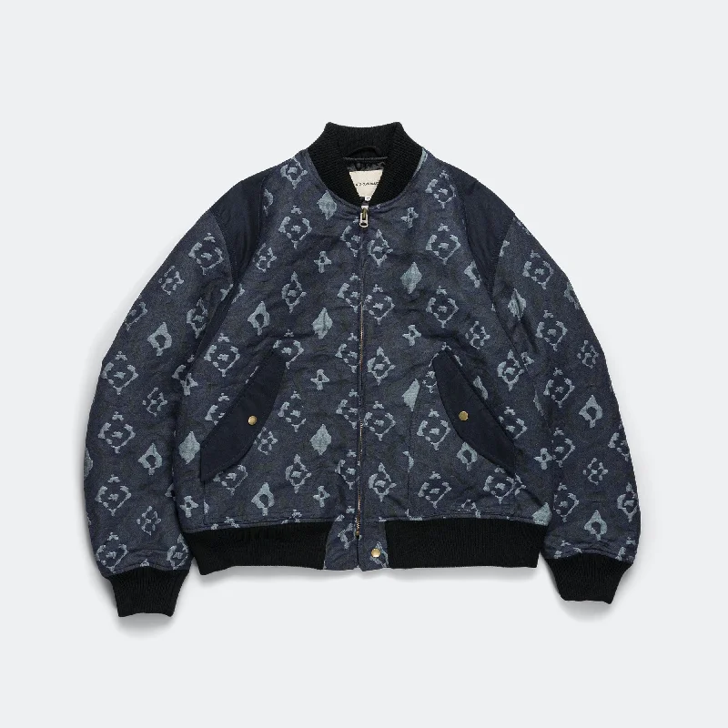 Men's Coats with Convertible CollarsBomber Jacket - Navy Cotton/Nylon