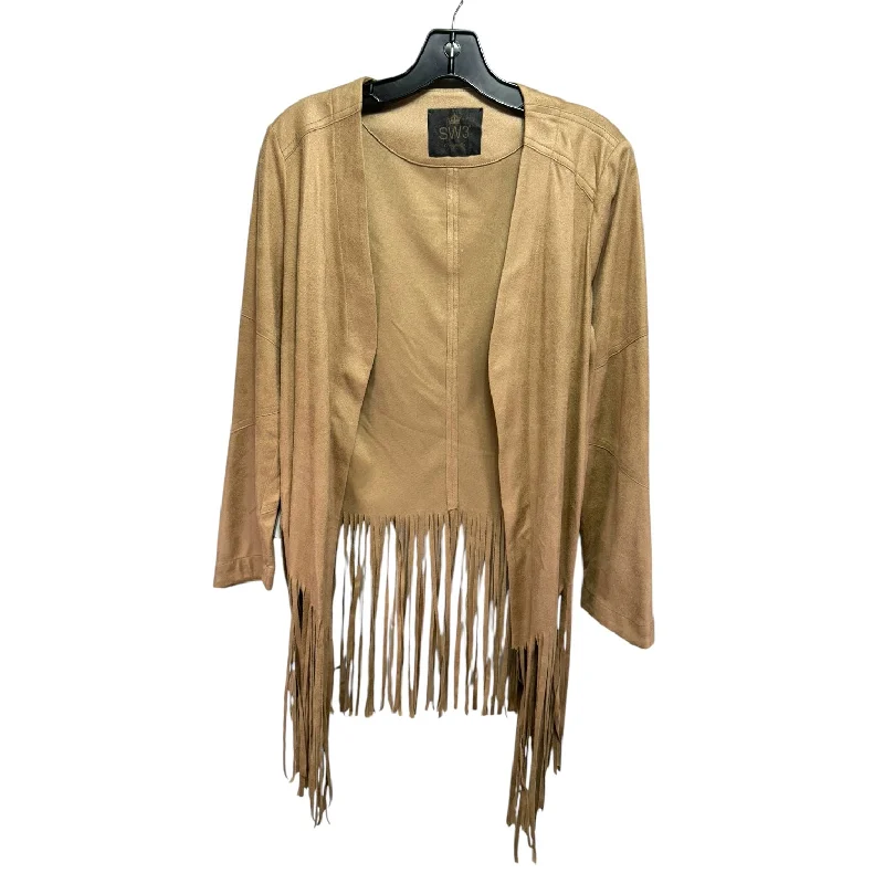 Men's Coats Made in ItalyFaux Suede Fringe Jacket By SW3 In Beige, Size: S