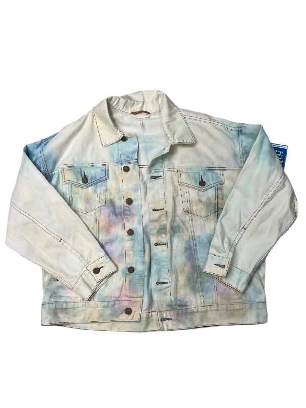 Men's Coats with Contrast StitchingJacket Denim By Free People In White Blue, Size: Xs