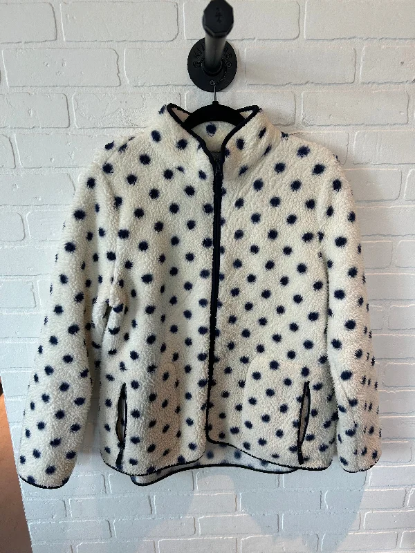 Cool Men's Pea CoatsJacket Fleece By Talbots In Blue & White, Size: L