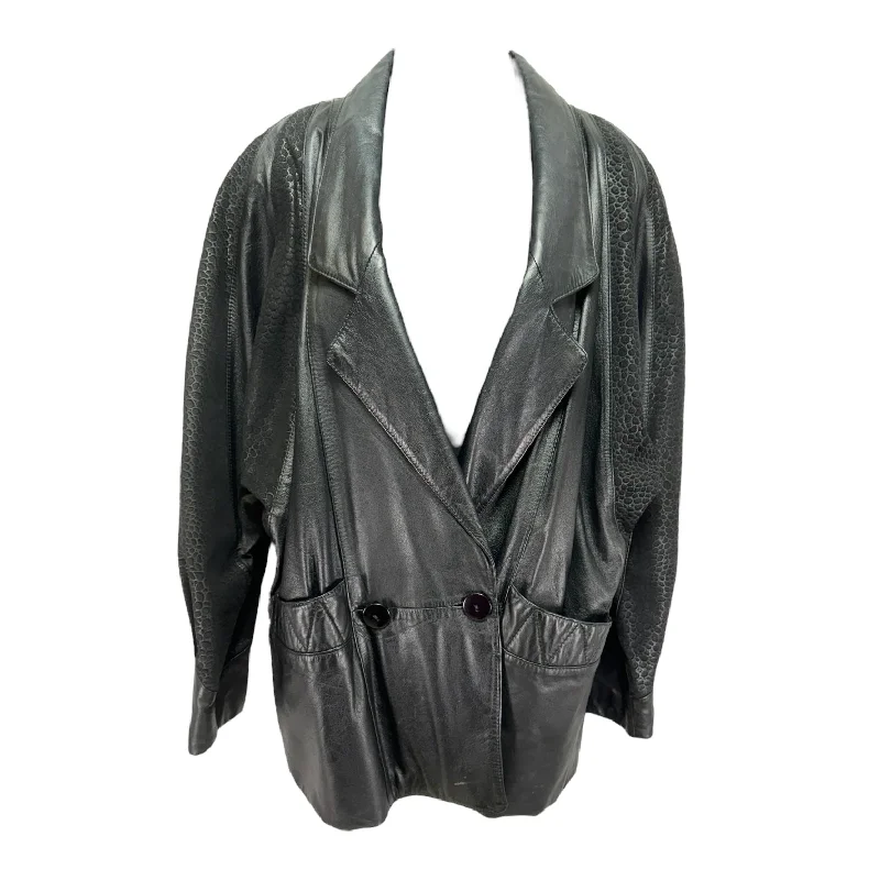 Men's Coats with Inner PocketsVintage Jacket Leather By Preston And New York In Black, Size: S