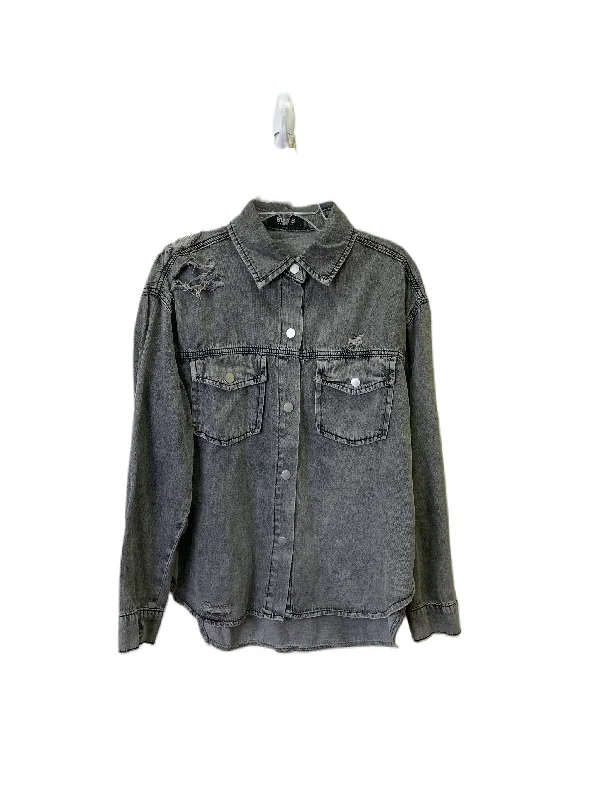Casual Men's Bomber JacketsJacket Shirt By Blue B In Black, Size: L