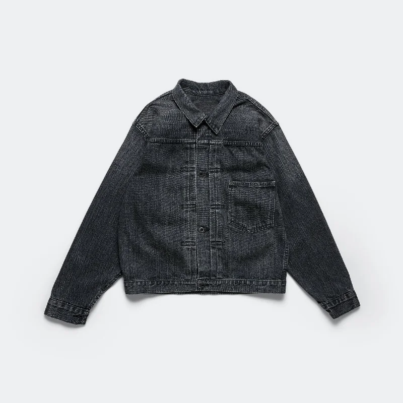 Versatile Men's Pea CoatsWWII Type1 Denim Jacket - Black