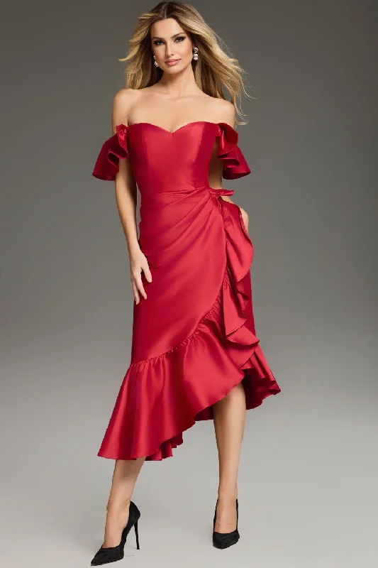 Cocktail DressJovani 39264 Fitted High Low Ruffled Cocktail Dress