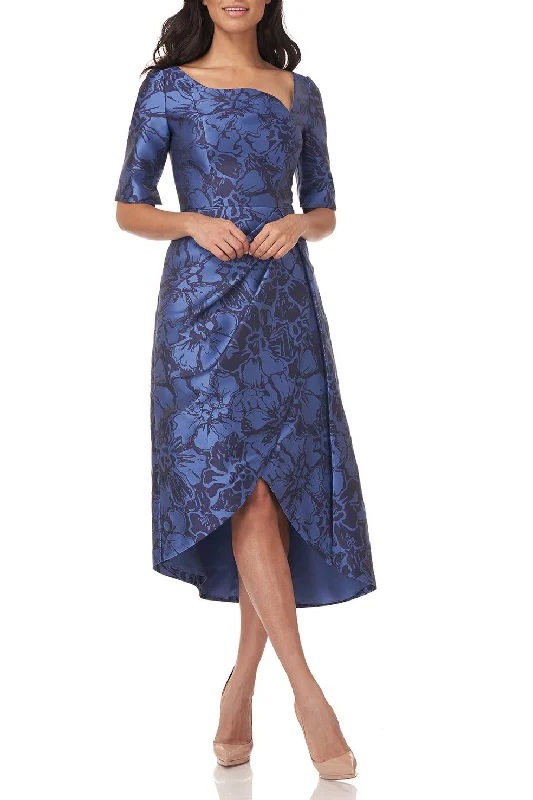 Sequined DressKay Unger 5515161 Short Sleeve Tea Length Cocktail Dress