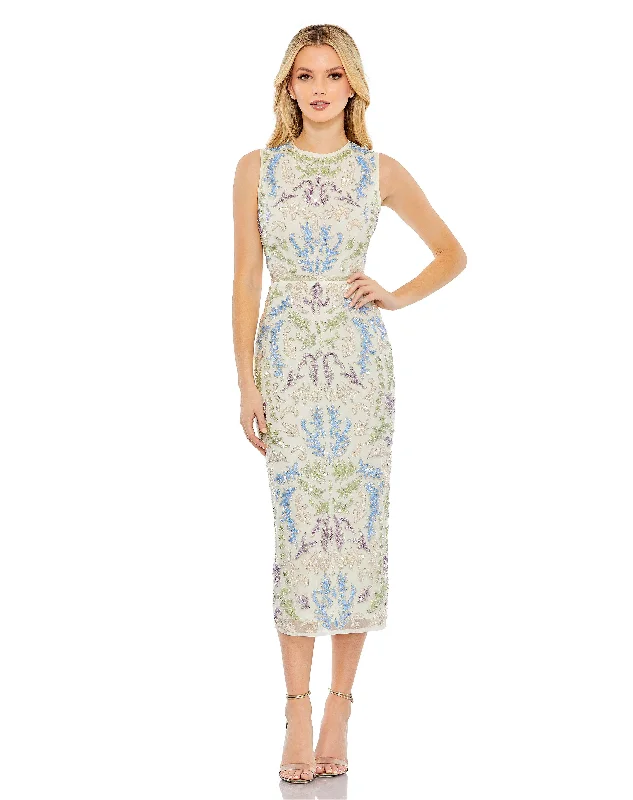 women's lace dressesMac Duggal 93759 Tea Length Sequin Cocktail Dress