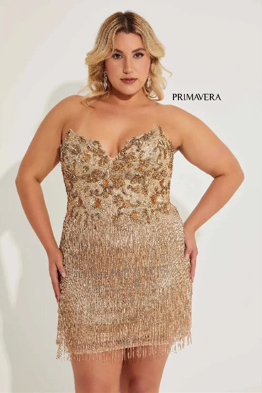 Casual DressPrimavera Couture 14069 Short Plus Size Cocktail Dress