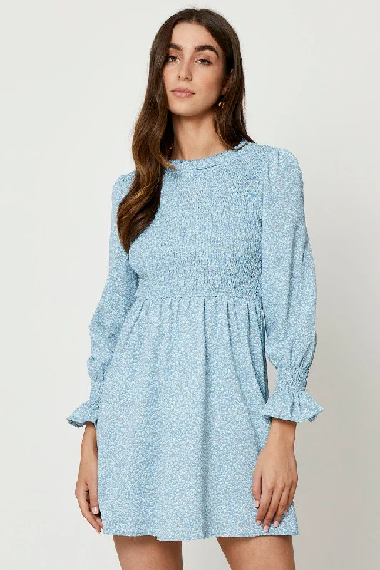 Bell-Sleeve DressPrint Skater Dress