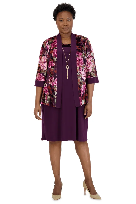 women's chiffon dressesR&M Richards 7679W Short Plus Size Jacket Dress