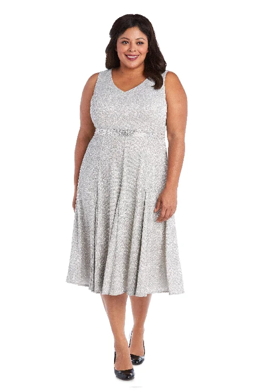 Velveteen DressR&M Richards 5874W Short Plus Size Metallic Dress