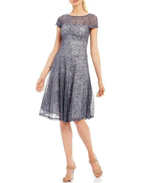 Bow-Tie DressSangria Short Sleeve Embellished Flutter Mesh Dress